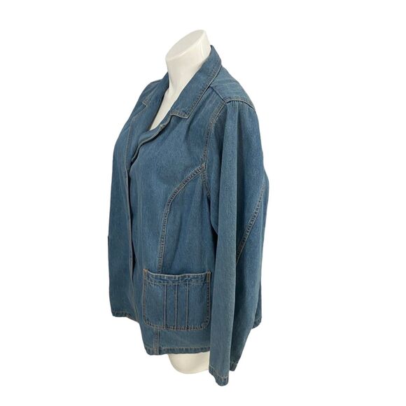 Denim & Co Blazer Womens 3x Blue Jacket Work Office Basic Festival Ranch America - Picture 14 of 16